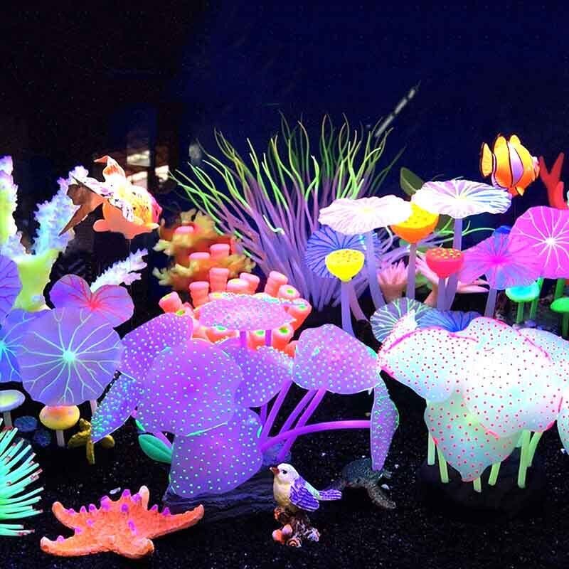 Aquarium Fish Artificial - Silicone Glowing Landscape Artificial Fish Tank