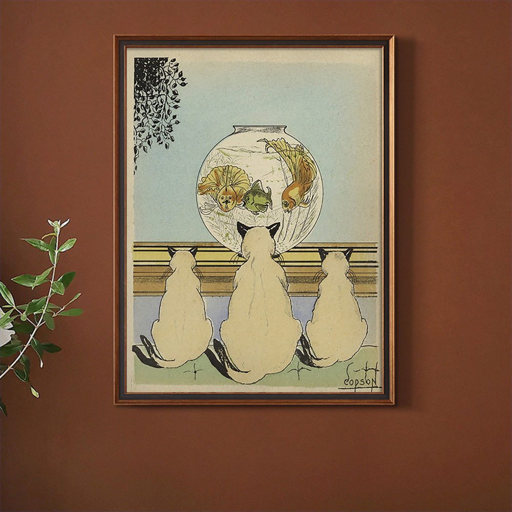 Three Cats Watching Fish In An - огляд і ціна Fish In Aquarium Picture
